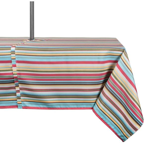 New Design Imports Summer Stripe Outdoor Tablecloth 60x120 W/Zipper from Macy's - Picture 1 of 5